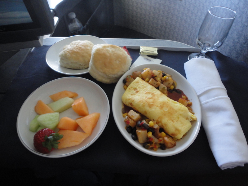American Airlines 777 First Meal