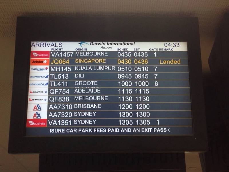 Darwin Airport Arrivals Board
