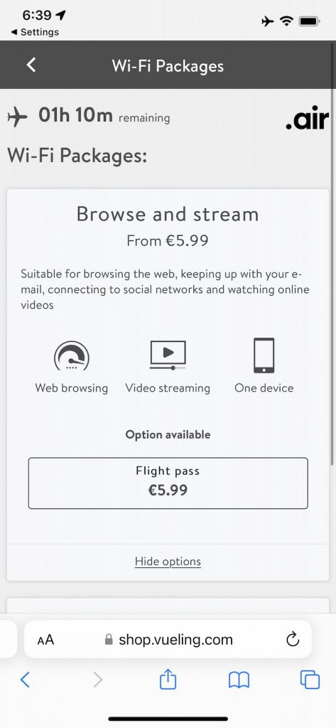 Vueling Wifi Packages